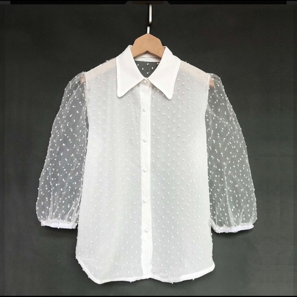 Zara Tops Zara White Balloon Sleeve Top Poshmark